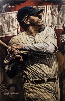 Babe Ruth "Bambino" Stephen Holland Printers Proof Limited Edition 5/15 Stretched 29x42 Canvas Giclee 